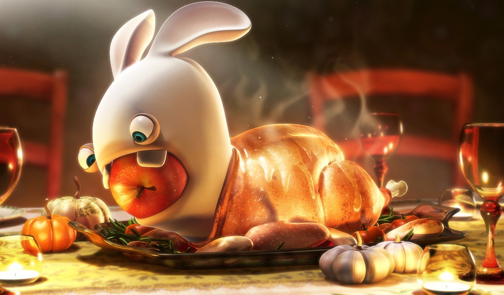 Кролик в утке на столе