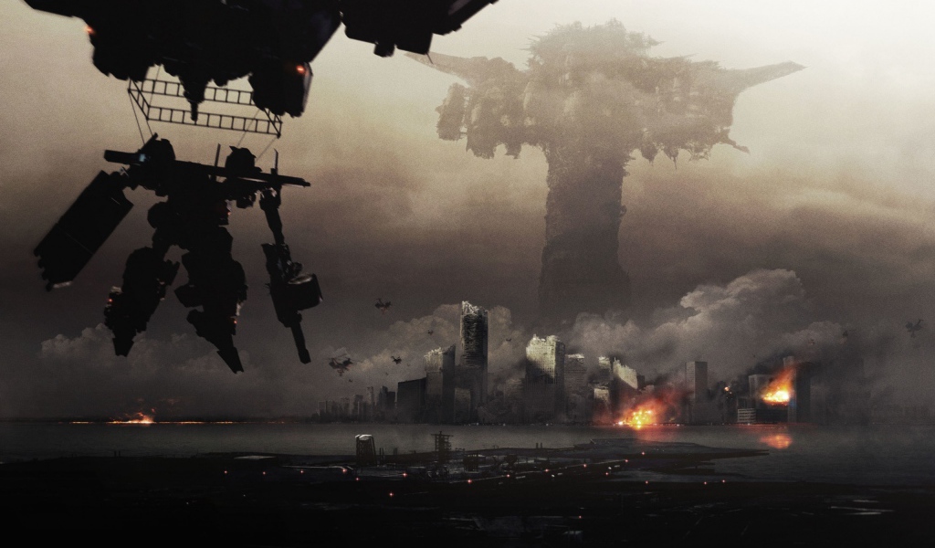 Робот во время войны в мегаполисе