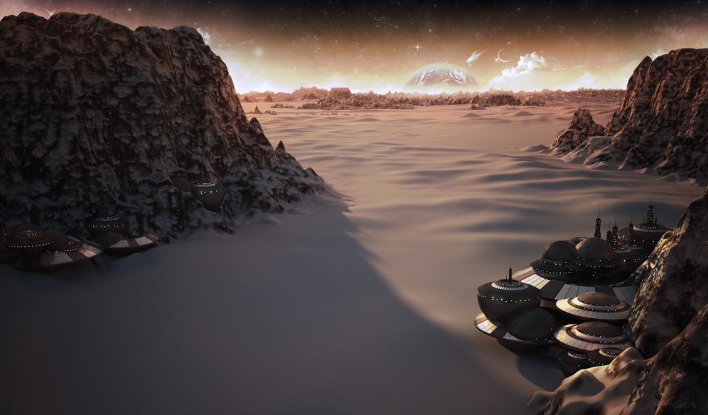 Круглые дома в колонии на другой планете