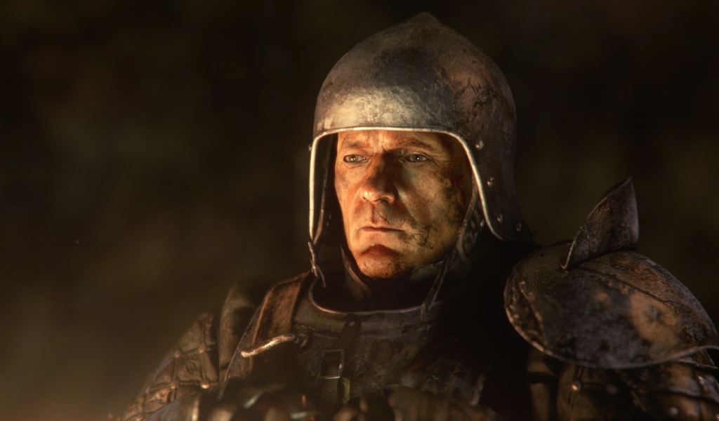 Опытный воин в доспехах