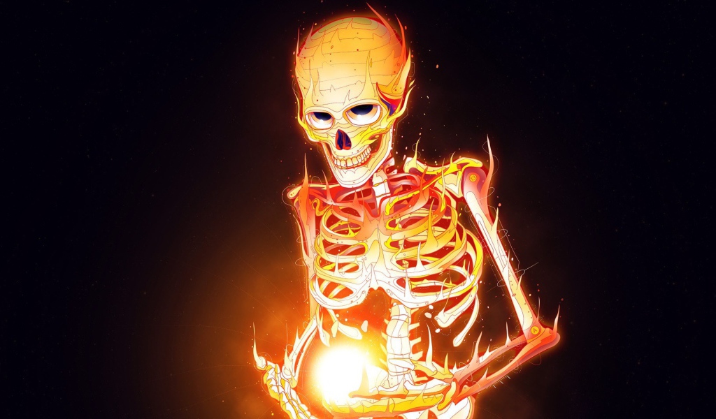 Скелет горит огнем