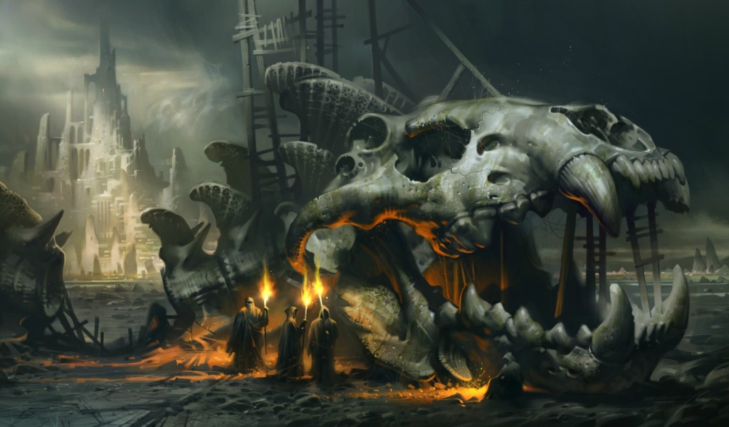 Череп огромного фантастического животного