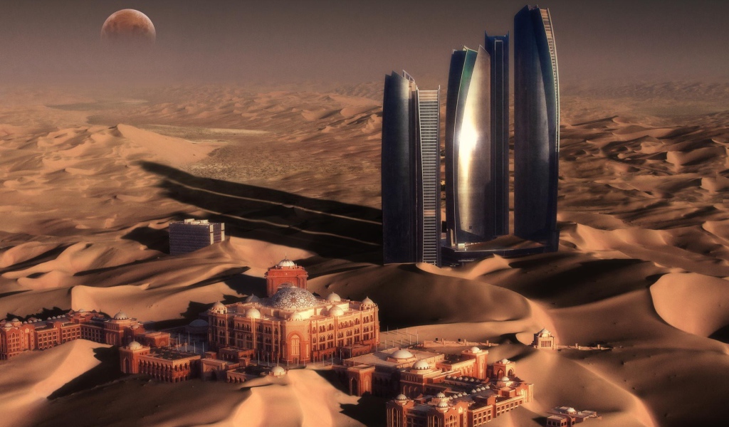 Небоскребы в песках пустыни