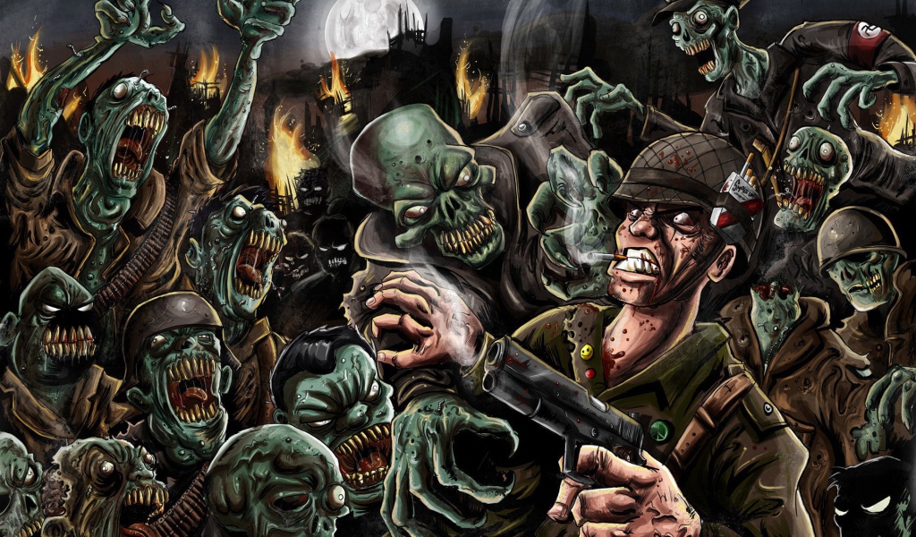 Солдат сражается с зомби