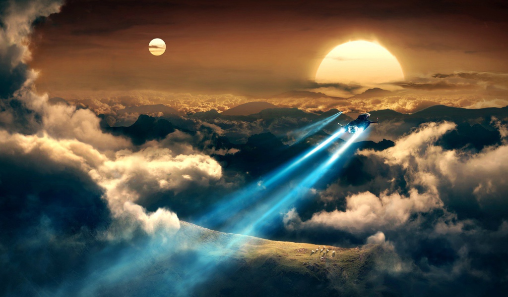 Космические истребители в облаках