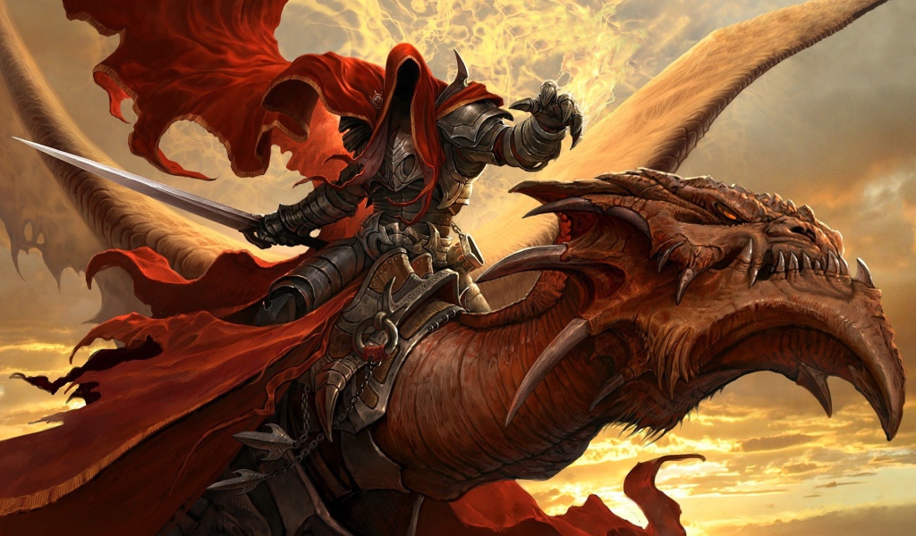 Дух в латах верхом на драконе