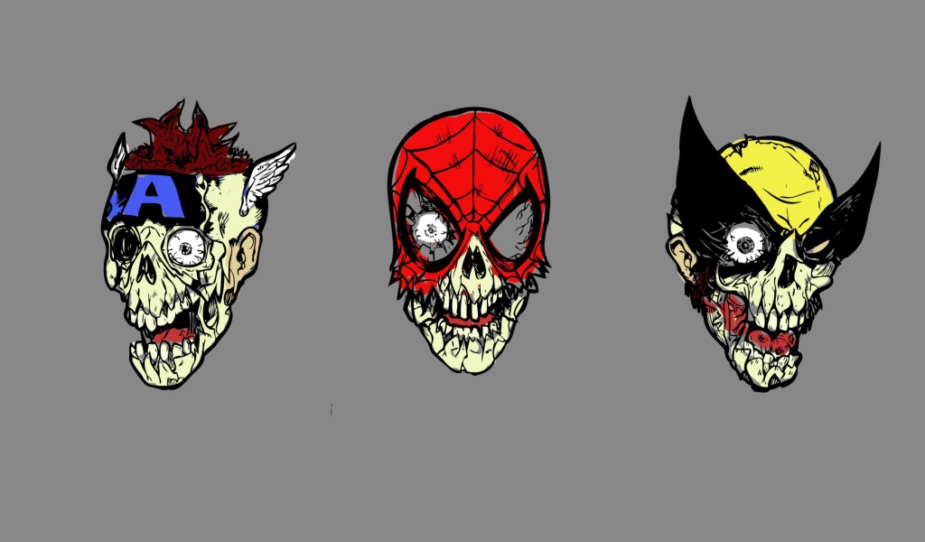 Супергерои зомби, серый фон