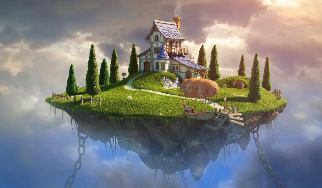 Дирижабль у летающего острова