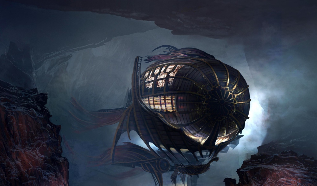 Дирижабль спрятан в пещере