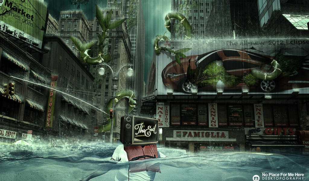 Город тонет в дожде и растениях