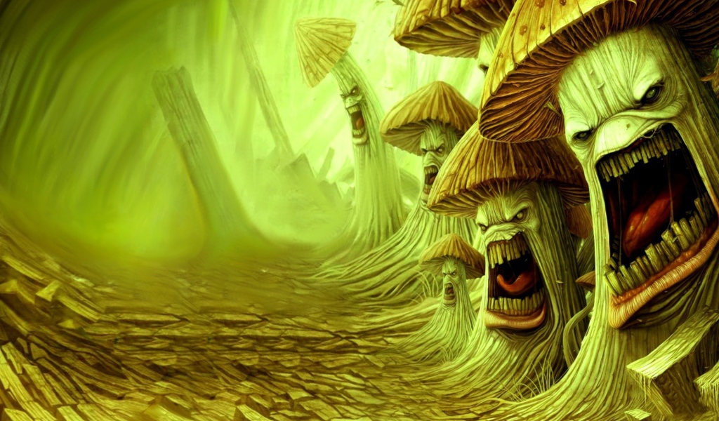 Зубастые грибы у дороги