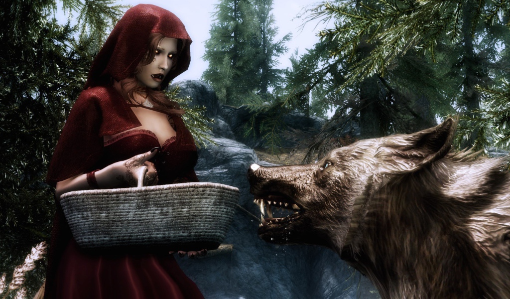 Вампирша встретилась с волком в лесу