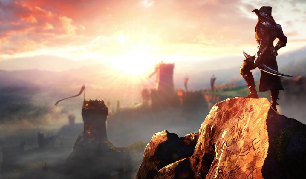 Воин смотрит на боевой лагерь