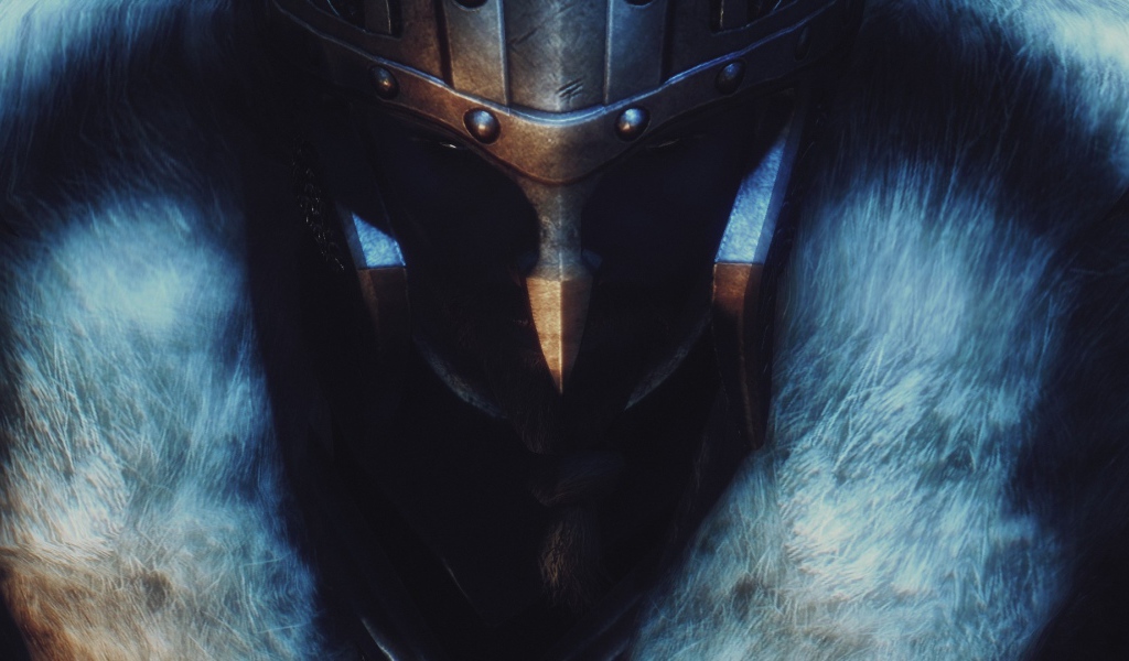 Воин в шлеме и мехах