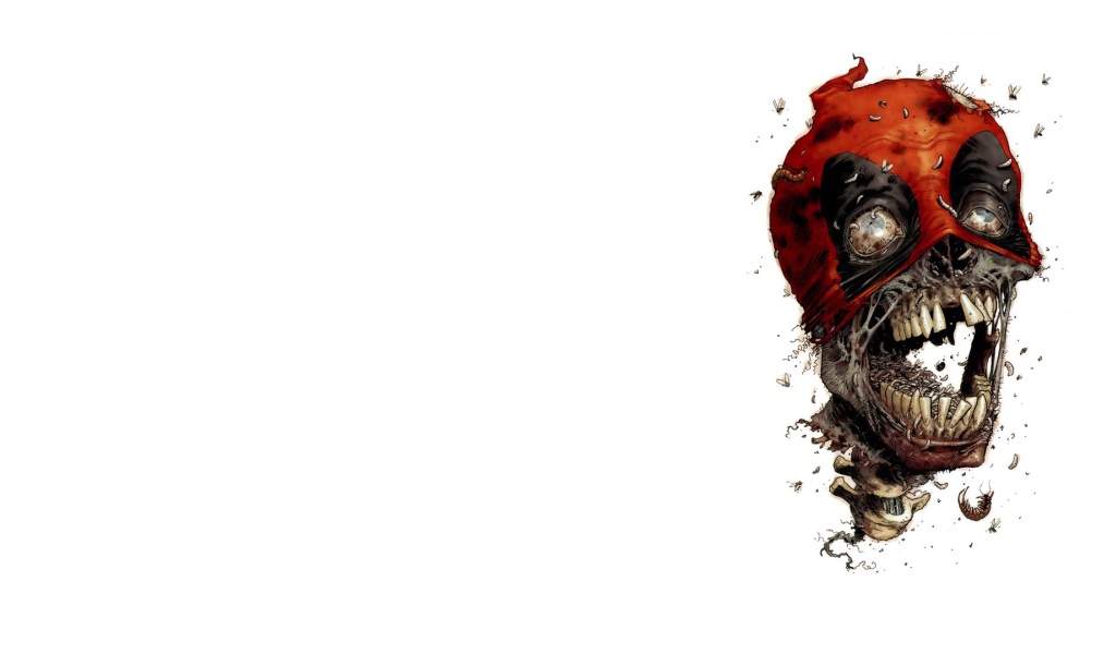 Зомби Дэдпул на белом фоне