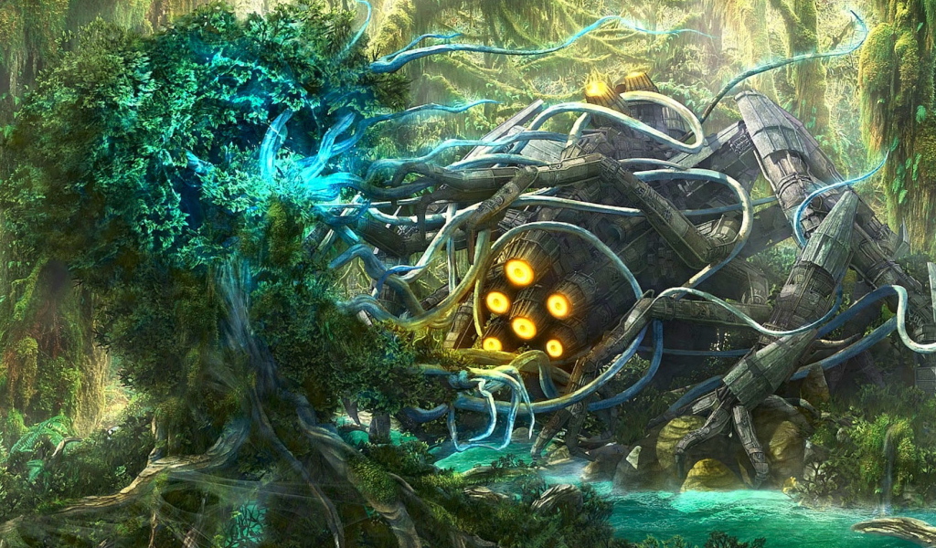 Космический корабль в лесу