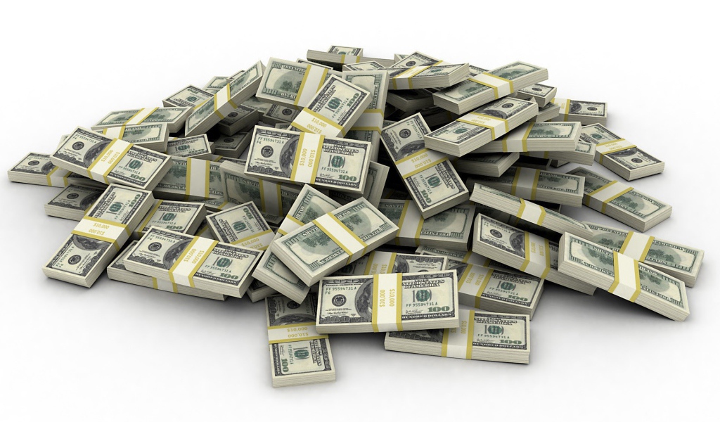 Гора пачек долларов