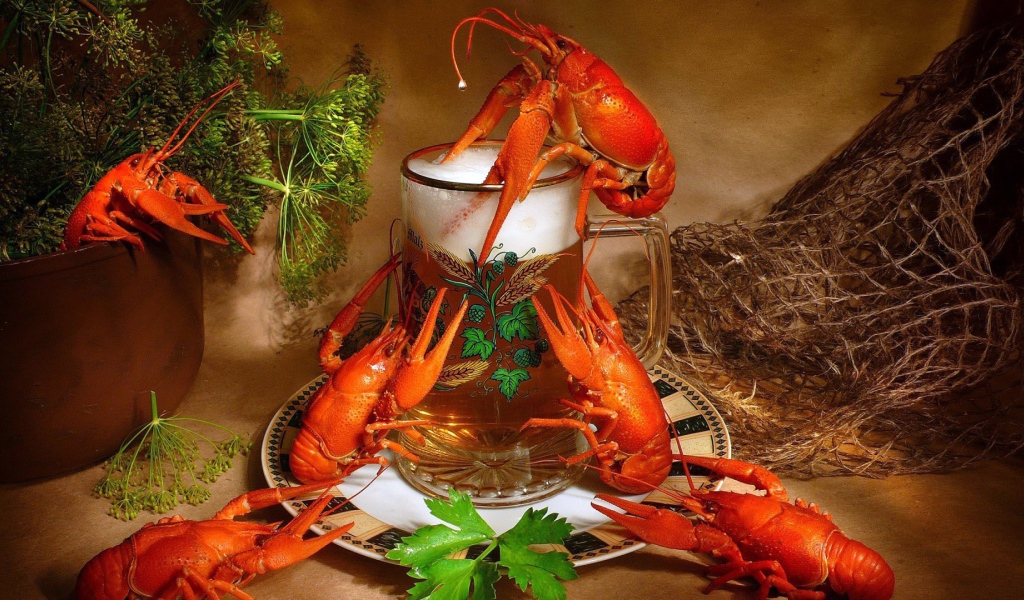 Пиво с вареными раками