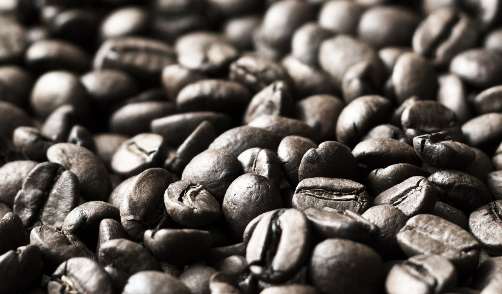 Черно белое фото зерен кофе