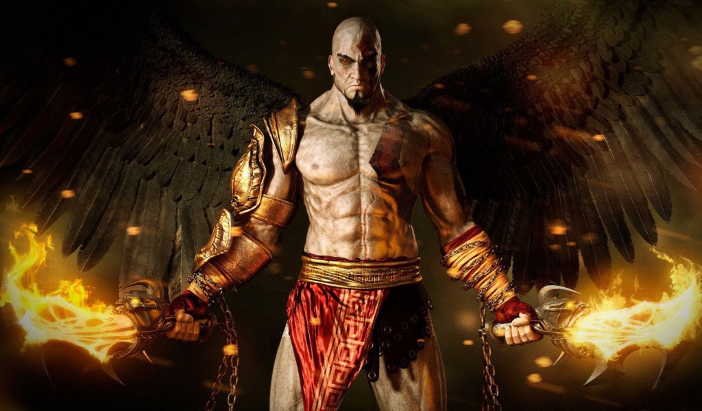 Ангел с черными крыльями в игре God of War