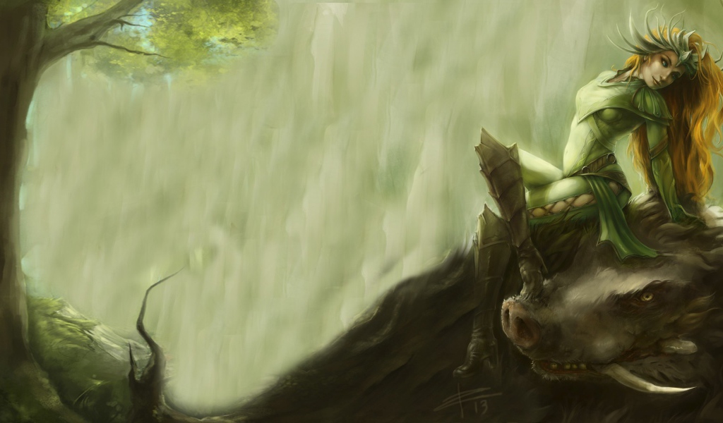 Артемис на лесном звере, игра Smite