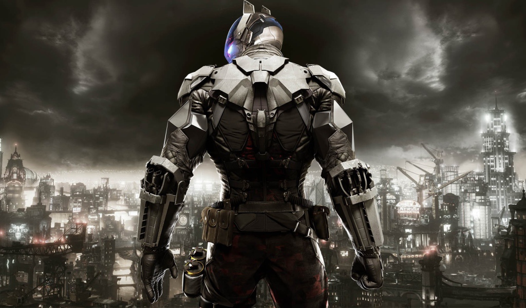 Бэтман смотрит на город, игра Batman Arkham Knight
