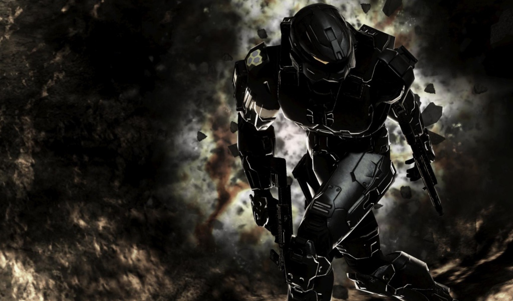 Черный робот Master Chief из игры Хало 3