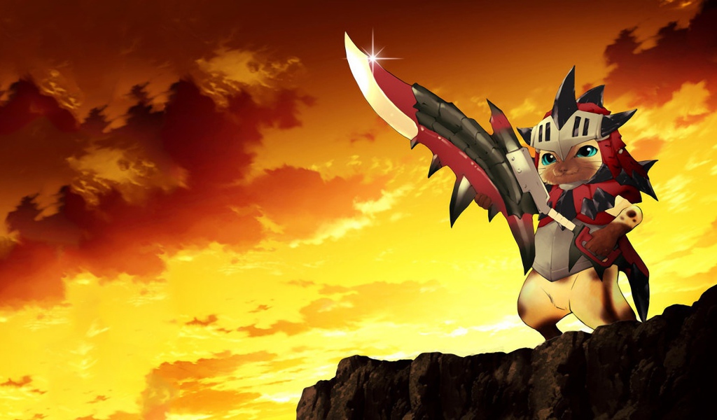 Кот воин, игра Monster Hunter