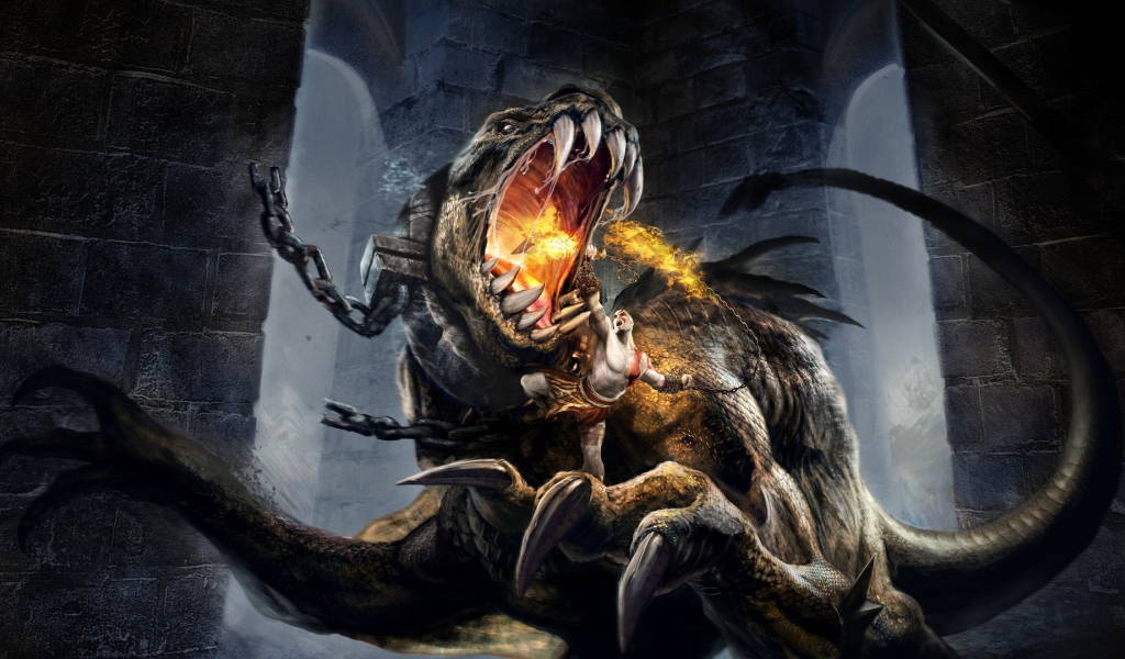 Огнедышащий зверь в игре God of War