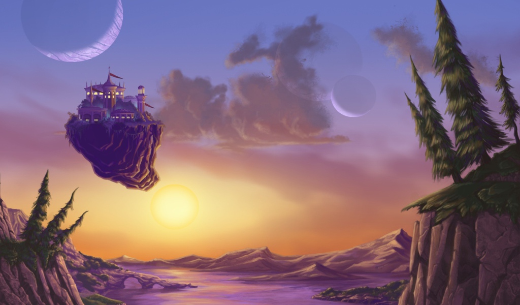 Летающий дом, фон игры Bejeweled 3