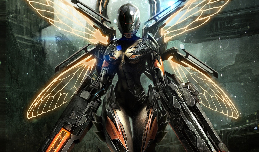 Летающий воин из игры Warframe