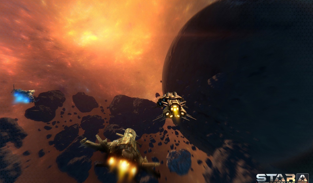 Полет между астероидами в игре Star conflict