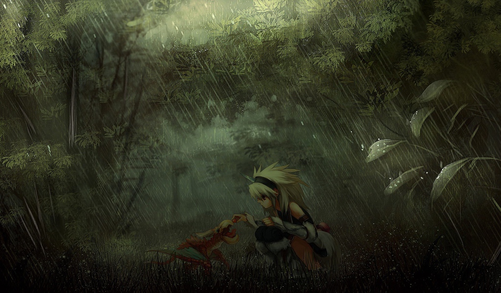Девушка с дракончиком, игра Monster Hunter