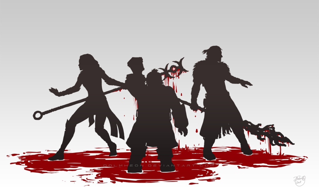 Герои игры Dragon Age Inquisition по колено в крови