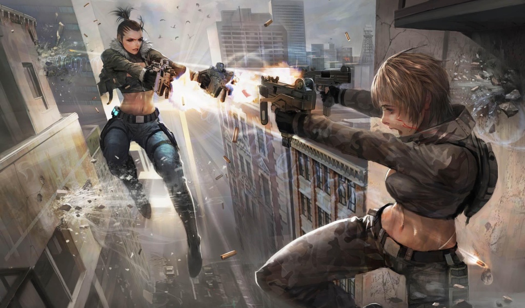 Герои игры сражаются в воздухе