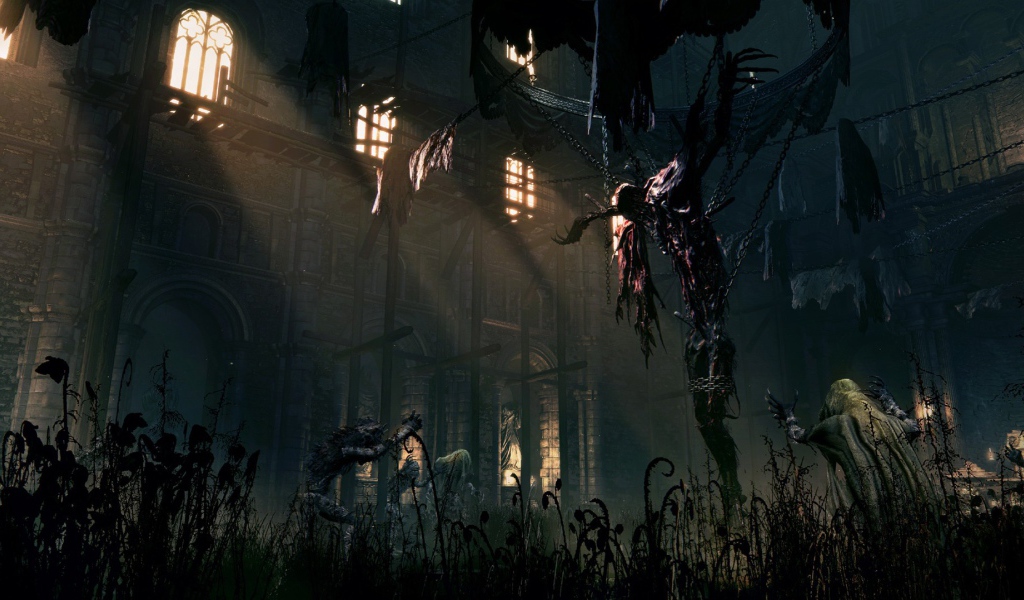 Внутри здания в игре Bloodborne