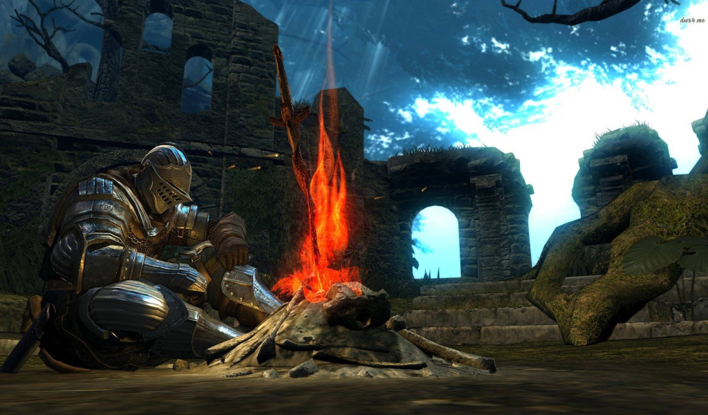 Рыцарь у костра в игре Dark Souls