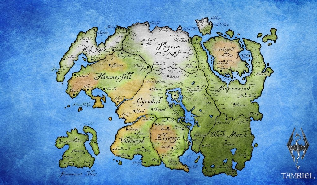 Карта Тамриэль в игре Elder Scrolls