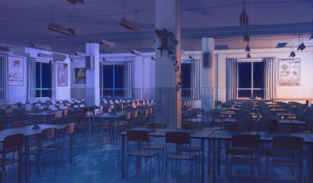 Ночь в столовой в игре Бесконечное лето