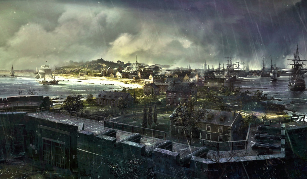 Дождь над городом в игре Assassin's Creed 3