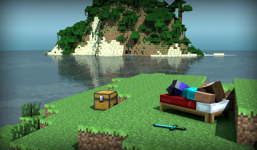 Берег моря в игре Minecraft