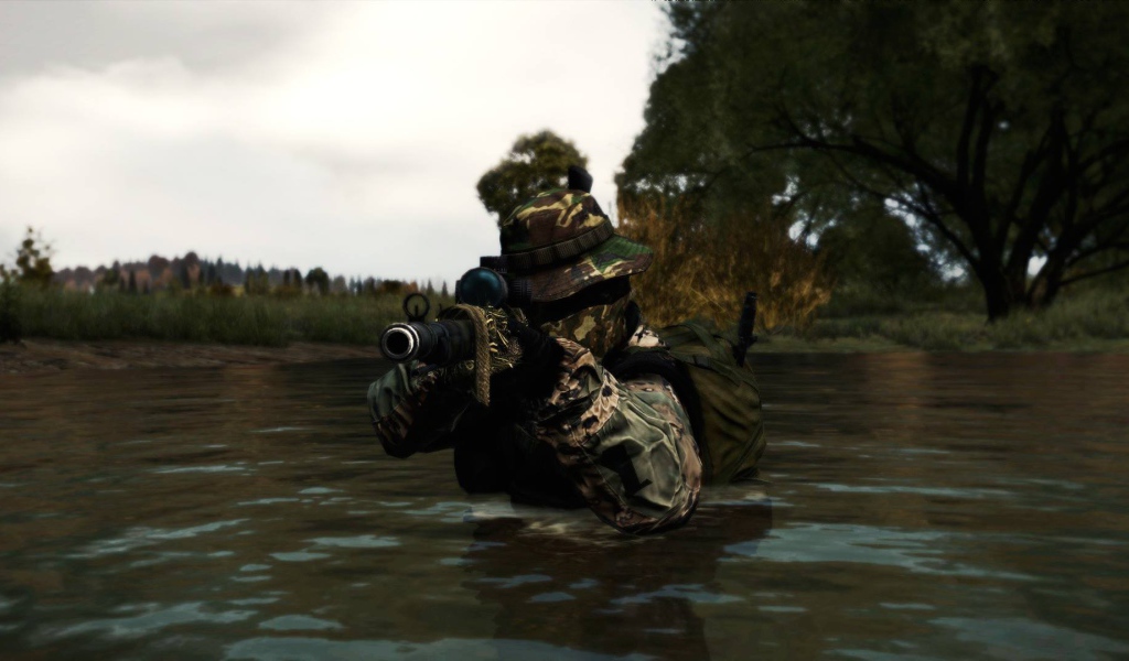 Солдат в воде, игра DayZ