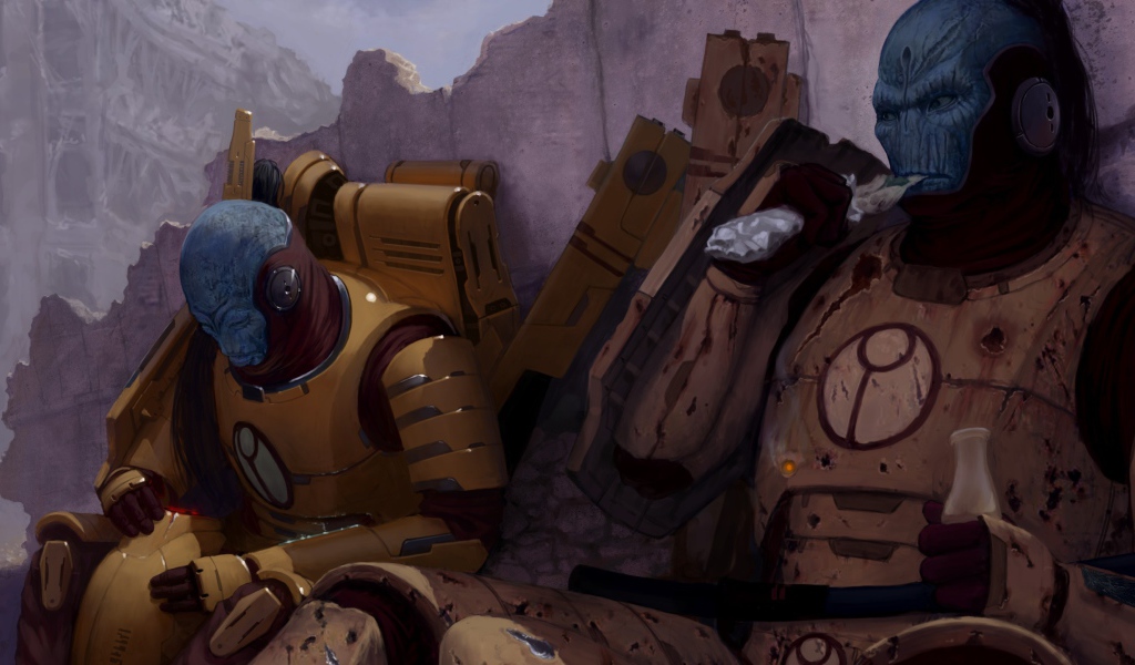 Солдаты империи на отдыхе в игре Warhammer 40000