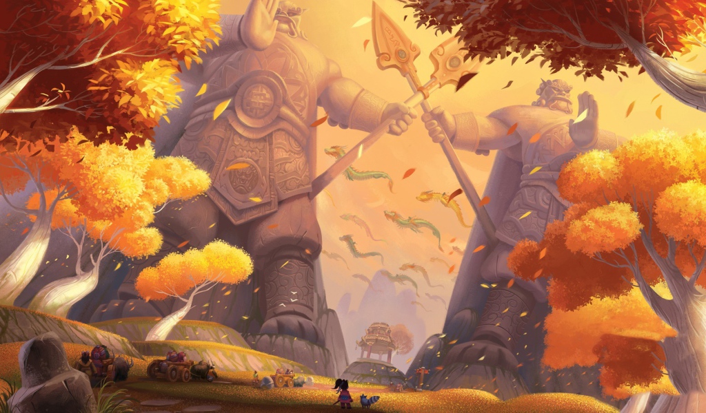 Каменные статуи в игре World of Warcraft Mists of Pandaria