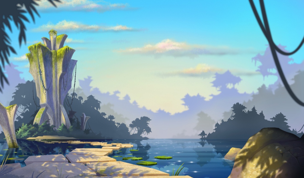 Строения в тропиках, фон игры Bejeweled 3