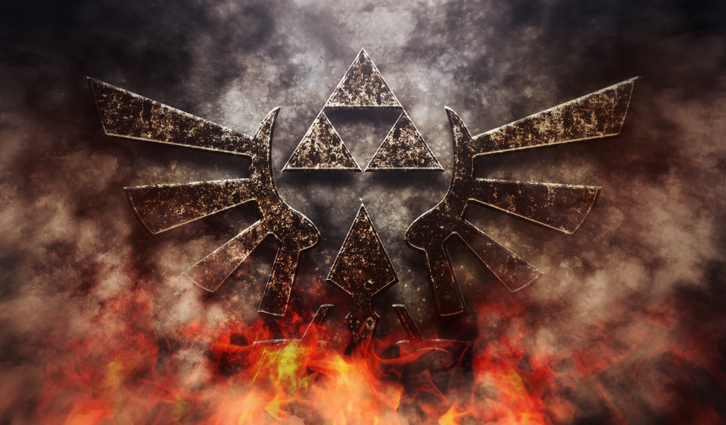 Символ игры The Legend of Zelda в огне