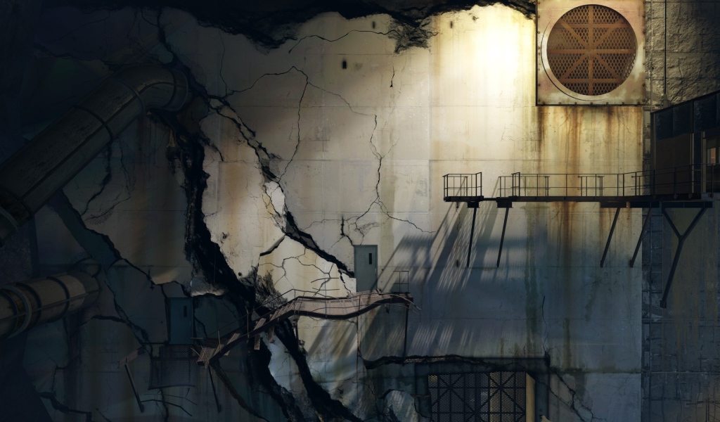 Здание старого завода, игра Portal 2