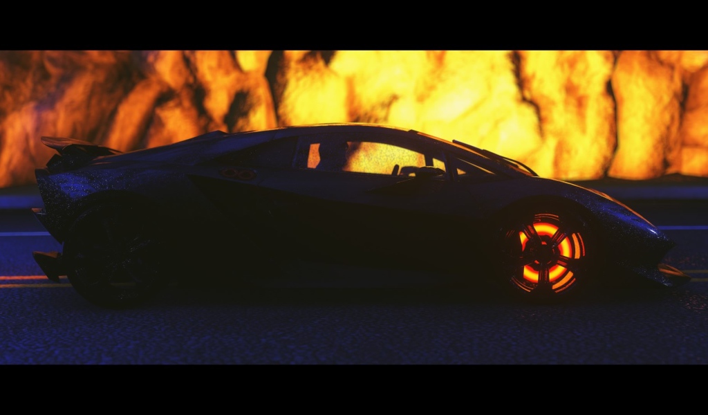 Автомобиль на фоне огня в игре Driveclub