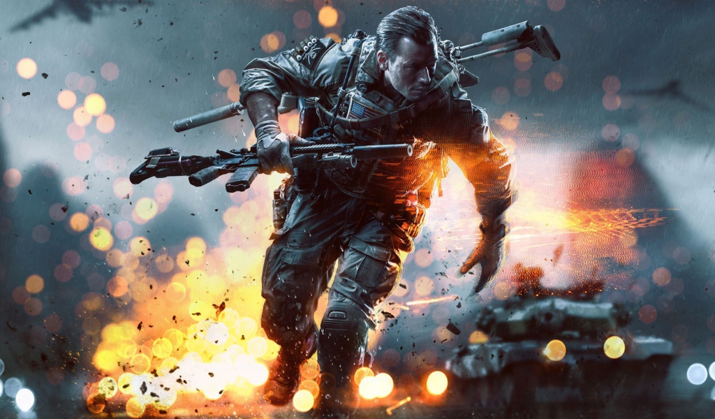 Персонаж игры Battlefield 4 со снайперской винтовкой