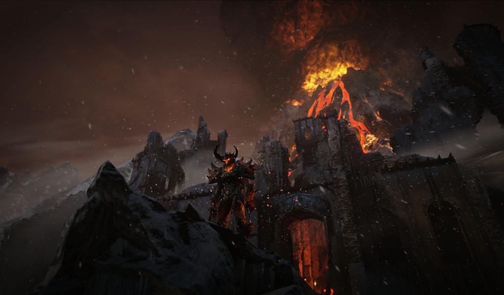 Демон у огненной горы в игре Unreal Engine 4